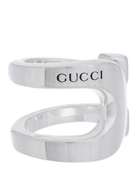 Authentic New GUCCI Stirrup Wrapped Horsebit Ring Size 22 Silver 12.75 in US
